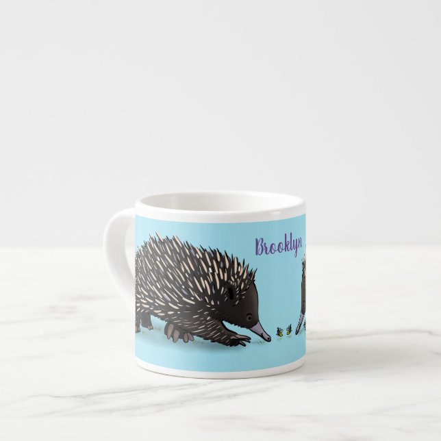 Taza De Espresso Cute echidna con ilustracion de personalizado de a (Izquierda)
