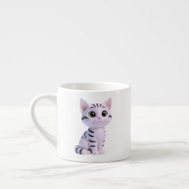 Taza De Espresso Cute Feline Character,