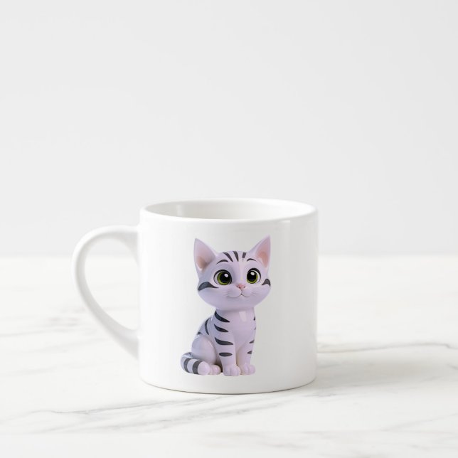 Taza De Espresso Cute Feline Character, (Izquierda)