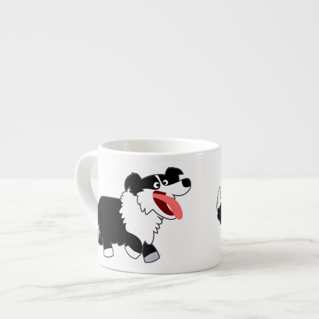 Taza De Espresso Cute Feliz Personalizado Frontera Collie Espresso  (Izquierda)