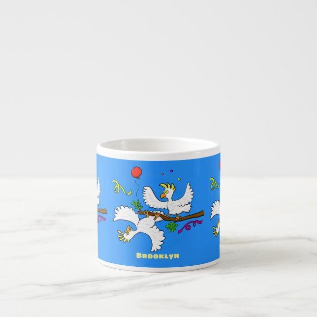 Taza De Espresso Cute funny cockatoo birds cartoon (Frente)