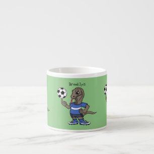 Taza De Espresso Cute funny Komodo dragon playing soccer cartoon