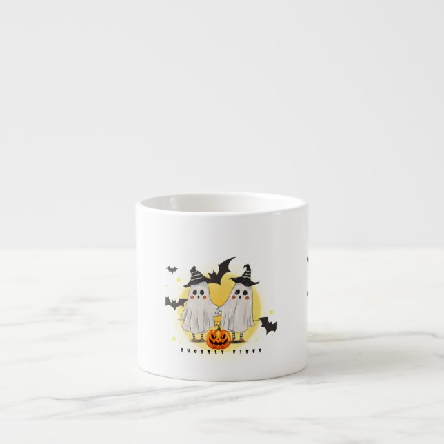 Taza De Espresso Cute Ghostly Vibes Halloween Mug (Frente)