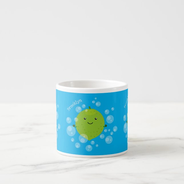 Taza De Espresso Cute green lime bubbles cartoon illustration (Frente)