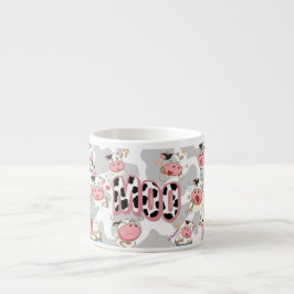Taza De Espresso Cute “Moo Cow” Cartoon Design