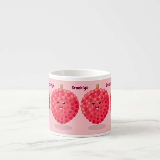 Taza De Espresso Cute pink lychee cartoon illustration (Frente)