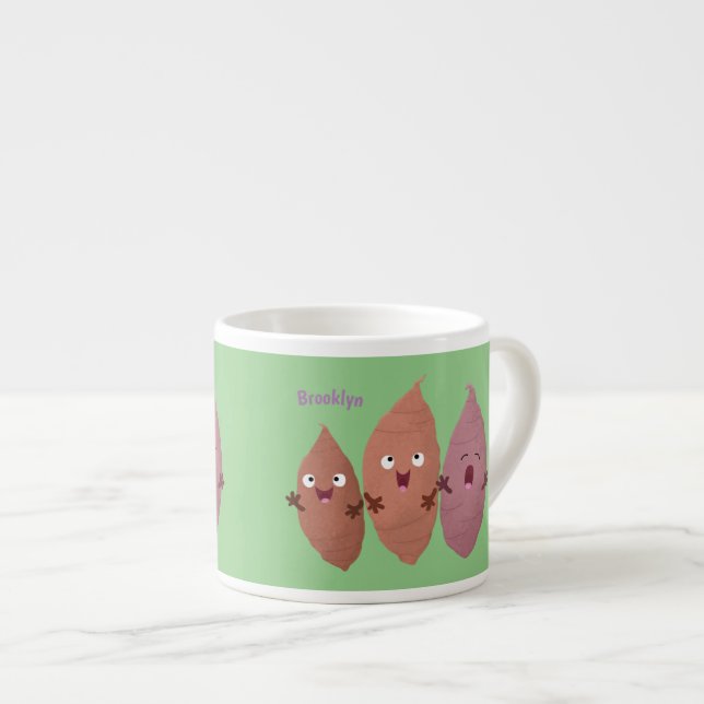 Taza De Espresso Cute singing sweet potatoes cartoon vegetables  (Derecha)