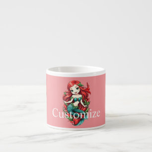 Taza De Espresso Cute Sirena de Dos Colas Pelirroja Thunder_Cove