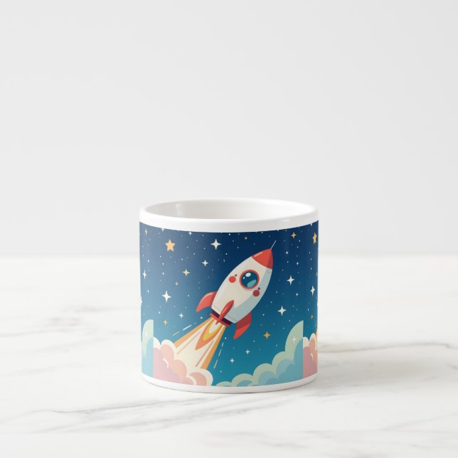 Taza De Espresso Cute space rocket blasting off (Frente)