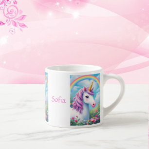 Taza De Espresso Cute Unicornio Añadir nombre de Chica Fiesta de té