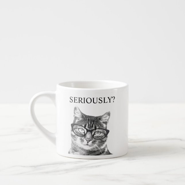 Taza De Espresso Cutest cat with serious spectacles custom (Izquierda)