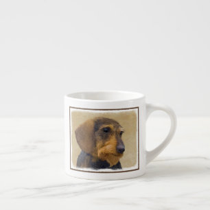 Taza De Espresso Dachshund (Cabezal alambrada) Pintura original de 