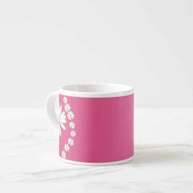 Taza De Espresso Daisies en peluche rosa (Izquierda)