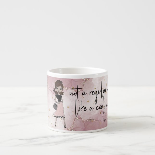 Taza De Espresso Dama de estilo moda | Mamá personalizada de Mármol (Frente)