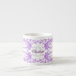 Taza De Espresso Damasco de la violeta del monograma