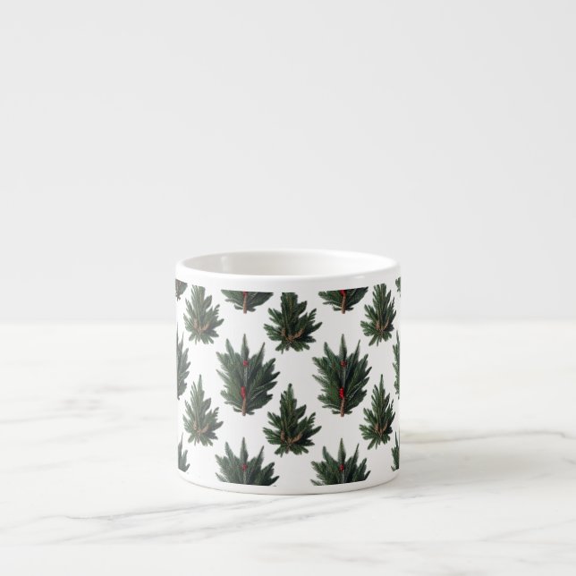 Taza de Espresso de Abanico de Pino Botánico Rústi (Frente)