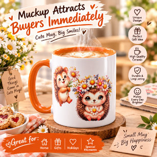 Taza de Espresso de Erizo Romántico Adorable – Par