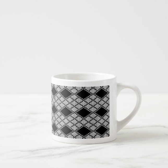 Taza de Espresso de punto argyle NEGRO (Derecha)