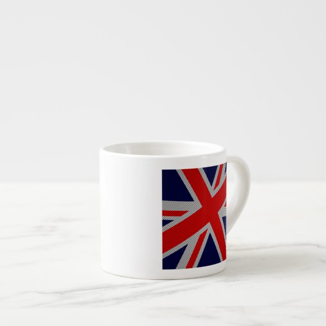 Taza De Espresso Decoración estilo fibra de carbono Union Jack (Derecha)