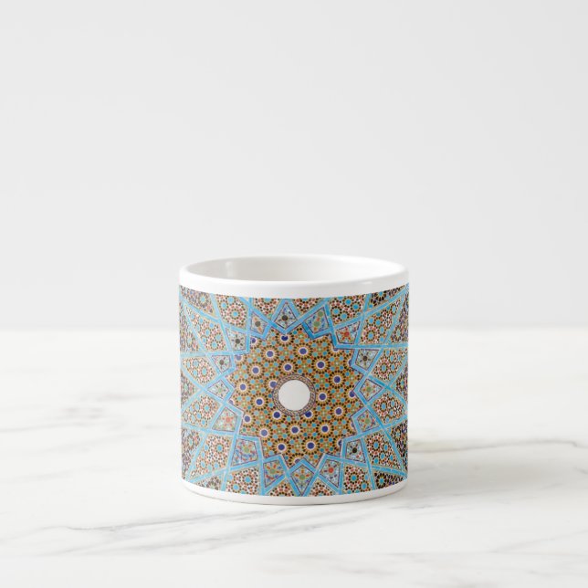 Taza De Espresso Decoración oriental elegante de estilo árabe azul  (Frente)
