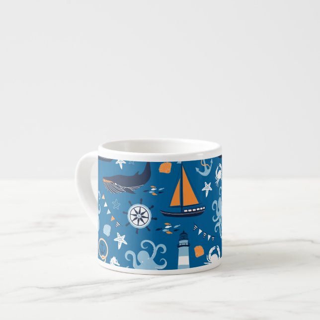 Taza De Espresso Deep Blue All Things Nautical (Izquierda)
