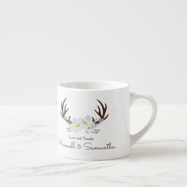 Taza De Espresso DEER ANTLER Rústico Sage Green Wedding Favor (Derecha)