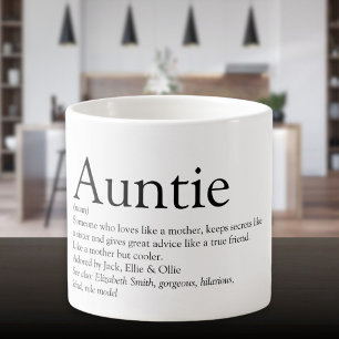Taza De Espresso Definición de tía divertida genial en blanco y neg