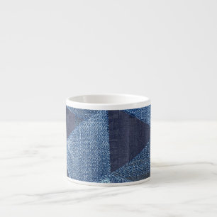Taza De Espresso Denim Urban: Doloridos Parchwork a rayas.