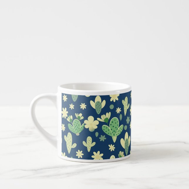 Taza De Espresso Desert Cactus & Succulent Pattern (Izquierda)