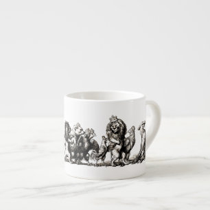 Taza De Espresso Desfile de animales de cuento vintage: Arte de par