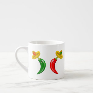 Taza De Espresso Día de los Muertos Chilis Mexicanos