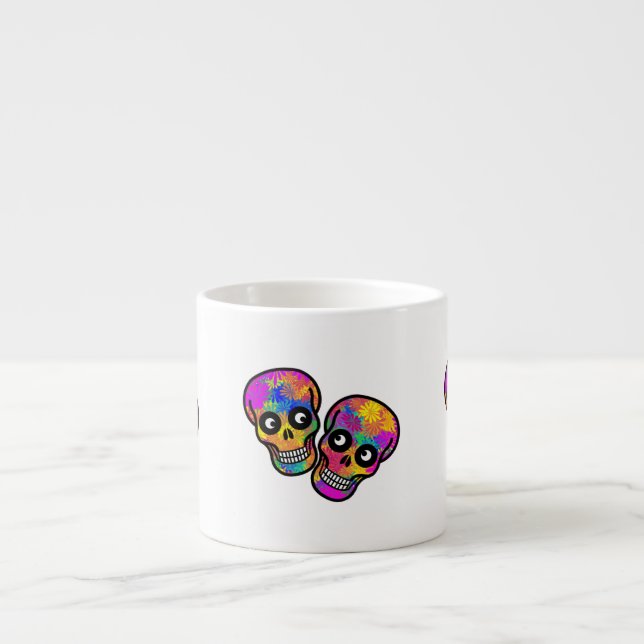 Taza De Espresso Dia De Los Muertos Feliz Pareja (Frente)