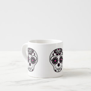Taza De Espresso Día femenino del cráneo muerto del azúcar