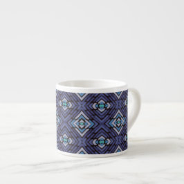 Taza De Espresso Diamante Patrón del Suroeste Gris Azul