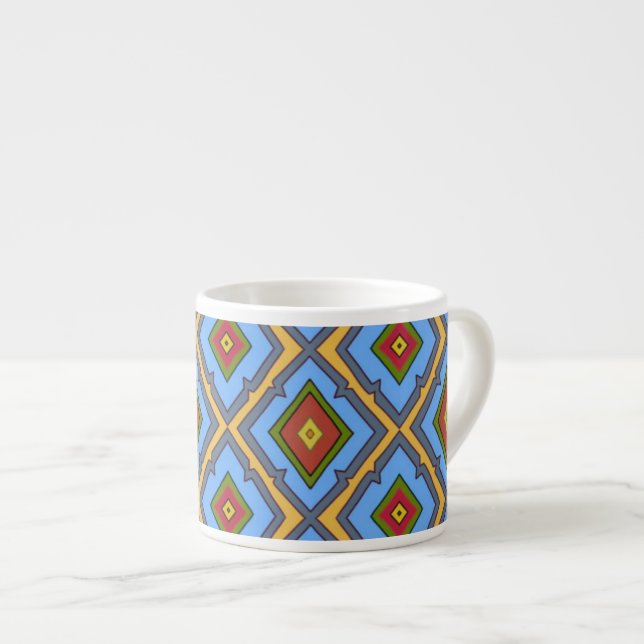 Taza De Espresso Diamond Pattern Blue Red Yellow Green  (Derecha)