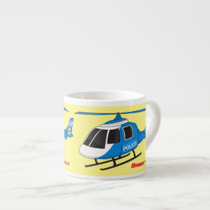 Taza De Espresso Dibujo animado de helicóptero de la policía lindo