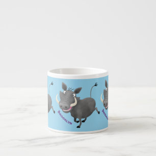 Taza De Espresso Dibujo animado divertido de cerdo jabalí africano