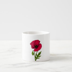 Taza De Espresso Dibujo de amapola roja