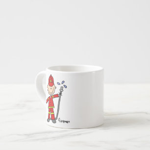 Taza De Espresso Dibujo de bombero con palitos