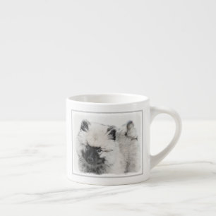 Taza De Espresso Dibujo de cachorros de Keeshond - Arte de perros o