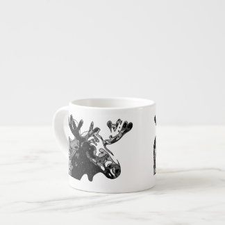 Taza De Espresso Dibujo de los alces en blanco y negro