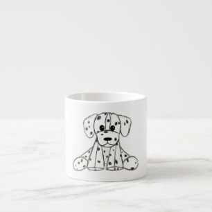 Taza De Espresso Dibujo de perro de peluche dálmata contorno simple
