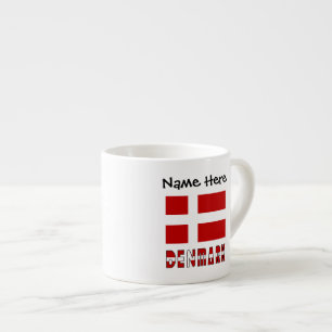 Taza De Espresso Dinamarca y bandera danesa con tu nombre