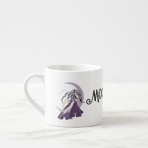 Taza De Espresso Diosa de la Luna de Plata Púrpura