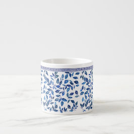 Taza De Espresso Diseño blanco de la hoja azul del cielo de China O