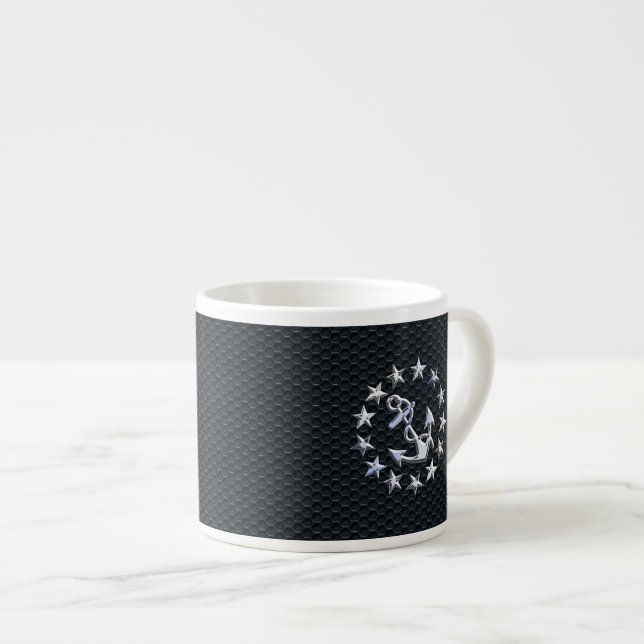 Taza De Espresso Diseño cromado de bandera náutica en la impresión  (Derecha)