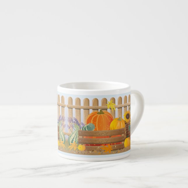 Taza De Espresso Diseño de caída con calabazas (Derecha)
