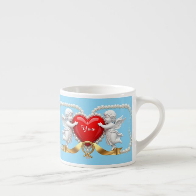 Taza De Espresso Diseño de Corazón Romántico (Derecha)