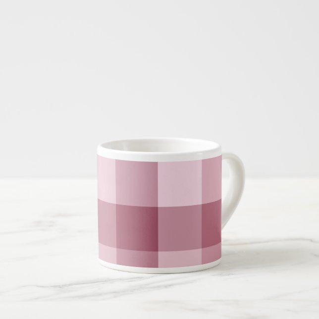 Taza De Espresso Diseño de Cuadro de Gingham Rosa (Derecha)