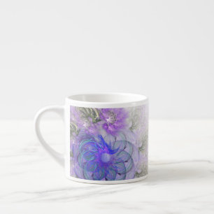 Taza De Espresso Diseño de flores moradas y azules abstractas